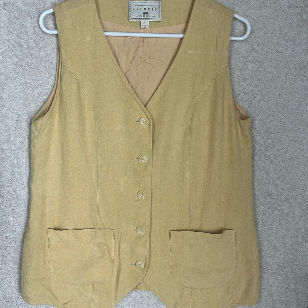 Express Golden Button-Up Vest